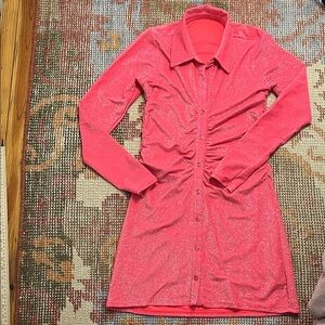 Good American Sparkle Mini Dress – Size 2 | Hot Pink Metallic Knit | Like New